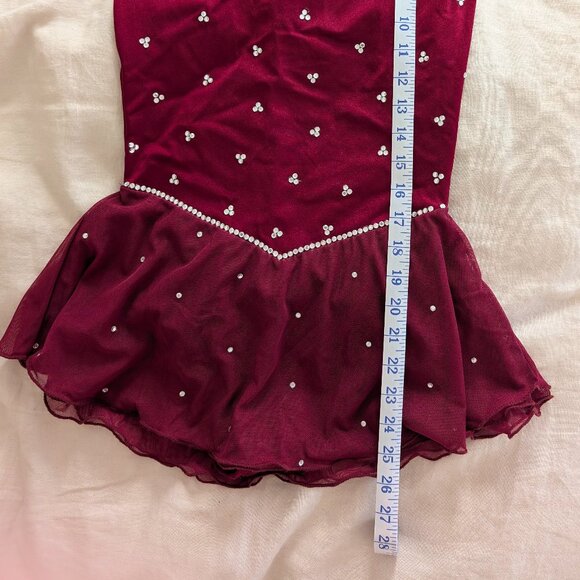Maroon Ice Figure Skating Leotard Dress Small/Medium - Picture 7 of 11